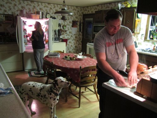 Jonny carving the turkey